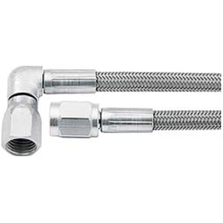 Vortex 32 in. - 3 AN Straight Female to -3 AN 90 deg Female Braided Steel Brake Lines VO3086457